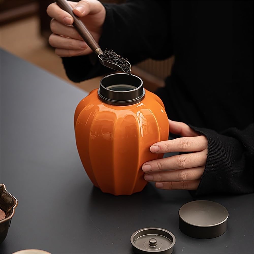 Kanister für Tee, Kaffee und Zucker Keramik-Vorratsdose for losen Tee for Kaffee, Zucker und Nüsse(Orange)