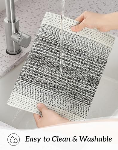 Image of Leetaltree Woven Vinyl Placemats Set of 4,Black& White
