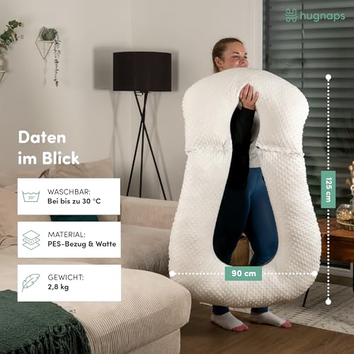 hugnaps Lesekissen für Bett und Sofa - Rückenkissen - Komfortkissen Erwachsene - Reading Pillow - Zweiteilig, Flexibel einsetzbar zum Lesen, Entspannen oder als Schlafkissen (Weiß/Dunkelgrau)