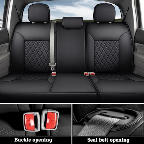 Image of Coverado Tacoma Seat Covers Full Set, Faux Leather Seat Covers Custom Fit for 2005-2023 Toyota Tacoma Double /Crew Cab Base Prerunner SR5 Limited TRD Sport Interior Covers (Black)