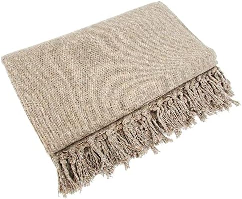 Manta Para Sofá Em Algodão Caramelo Mesclado 2,40 X 1,80