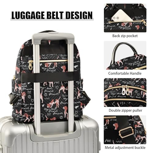 Image of Mini Backpack Cartoon Beagle Dogs Lettering and Doodle Fashion Backpack Purse for Women,Handbag Shoulder Bag Casual Daypack, Ladies Gift for College Work (S)