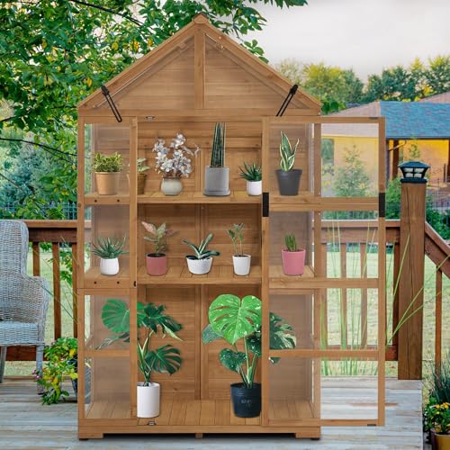 Mcombowoodengreenhouseoutdoorwithopenableroofventandadjustableshelves0826natural Urban Country Home Decor Mcombo wooden greenhouse outdoor with openable roof vent and adjustable shelves 0826 natural urban country home decor