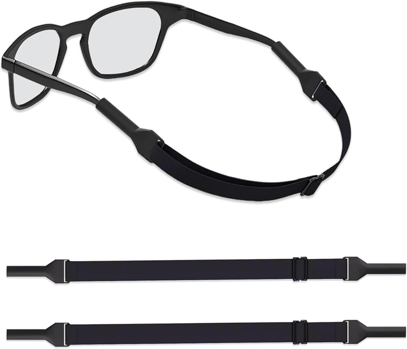 [ZXZone] メガネバンド メガネずれ落ち防止 メガネストラップ 眼鏡ずれ落ち防止バンド スポーツ眼鏡ストラップ 眼鏡バンド 調節可能 めがねストッパー めがね固定 ズレ防止 抗菌加工 2枚セット(大人用,ブラック)