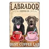 targa in metallo divertente con cane labrador retriever best coffee, decorazione retrò per casa, cucina, ristorante, bar, caffetteria, club, grotta, decorazione da parete vintage, 20,3 x 30,5 cm