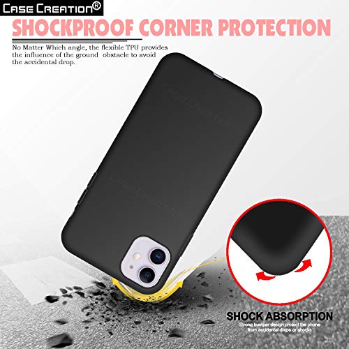 Image of Case Creation Luxurious OG Series for Apple iPhone 11 Case Cover,Anti-Dirty Slim Case Frosted Matte Cute Candy TPU Raised Bezel (Splash of Color) Back Cover for iPhone 11 -Black