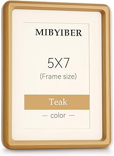5x7 Picture Frame Wood Natural Solid Teak Photo Frames with 4x6 Mat, Handcrafted Wooden Frame for Tabletop or Wall Mounting Display