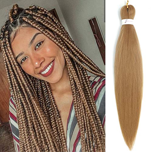 26 Inch Pre Stretched Braiding Hair Easy Braid Crochet Hair 8 Packs/Lot Professional Itch Free Kanekalon Synthetic Fiber Hot Water Setting Yaki Texture Braid Hair Extensions (27#)
