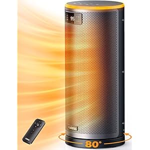 Rellorus Space Heaters for Indoor Use, 1500W Fast Heating Portable Electric PTC Ceramic Heaters, with ETL Certified, Remote, Thermostat, 80° Oscillating, Night Light, for Bedroom Large Room Office
