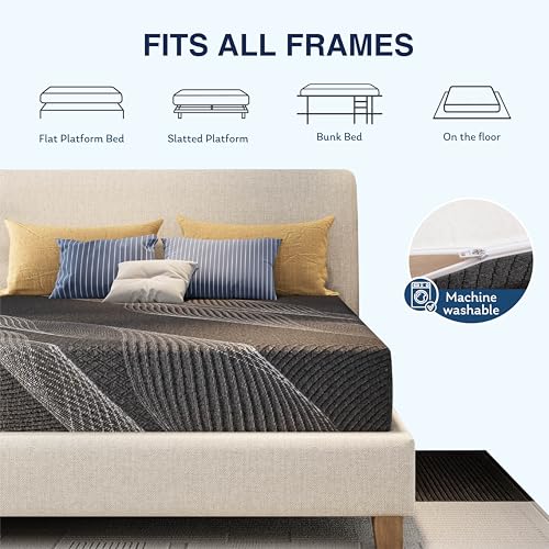 Image of Bamboo-Charcoal Cal King Memory Foam Mattress 8 Inch, Liquid Gel Mattress for Cool Sleep and Relieve Pressure, Bed in a Box, Made in USA CertiPUR-US Certified, 72 inchx84 inchx6 inch, Black