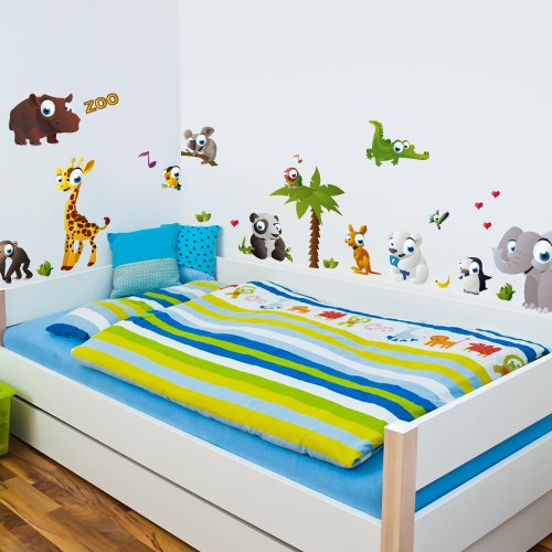 Adesivi murali Wandkings "Animali dello zoo" in kit XL - 30 adesivi su una superficie di circa 130 x 70 cm