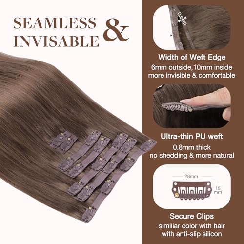 Image of GOO GOO Seamless Clip in Hair Extensions Real Human Hair Remy Extensions