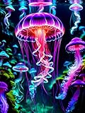 Zythron Diamond Painting Kits for Adults Glowing Jellyfish DIY 5D Diamond Art Kits Beginners Full Drill gem Art Crystal Craft Kits for Home Wall Art Bedroom Decor Gifts 12x16 inch