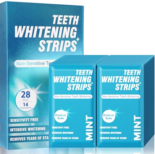 Mornature Teeth Whitening Strips for Sensitive White: 28 Pcs Teeth Whitening Kit - Non-Slip Dry Strip Technology - 30 Min Fast Results - Enamel Safe - for Coffee Lovers - Use at Home, Travel or Work