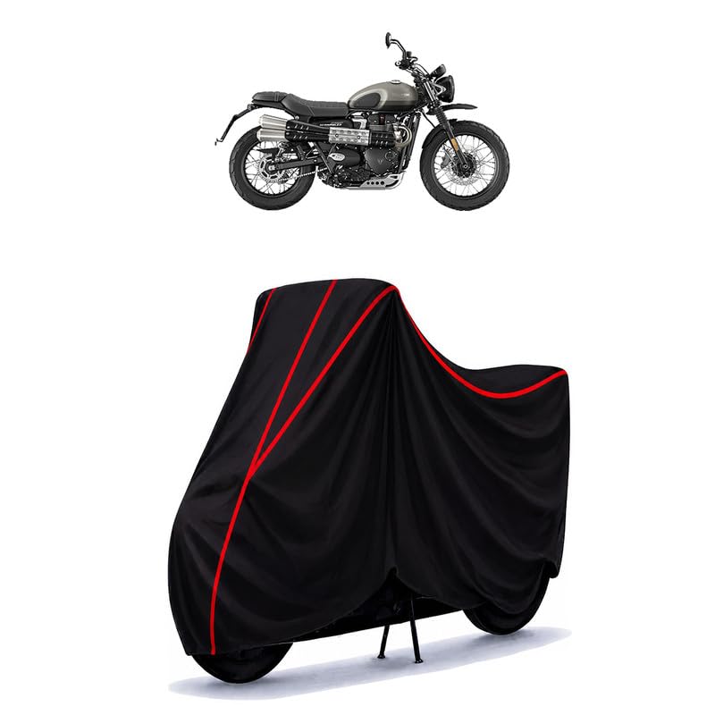 Image of Triumph Street Scrambler Water Resistant Bike Cover for All Motorcycles & Rain | Heavy Duty Taffeta Fabric | UV Protection, Dustproof, Scratchproof | All Weather Two Wheeler Cover with Elastic Bottom