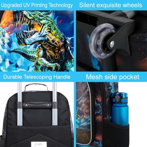 Image of CCJPX Kids Suitcases for Boys, Cute Dinosaur Luggage Rolling with Wheels, kids carry on luggage for Children Toddler Elementary(Black)