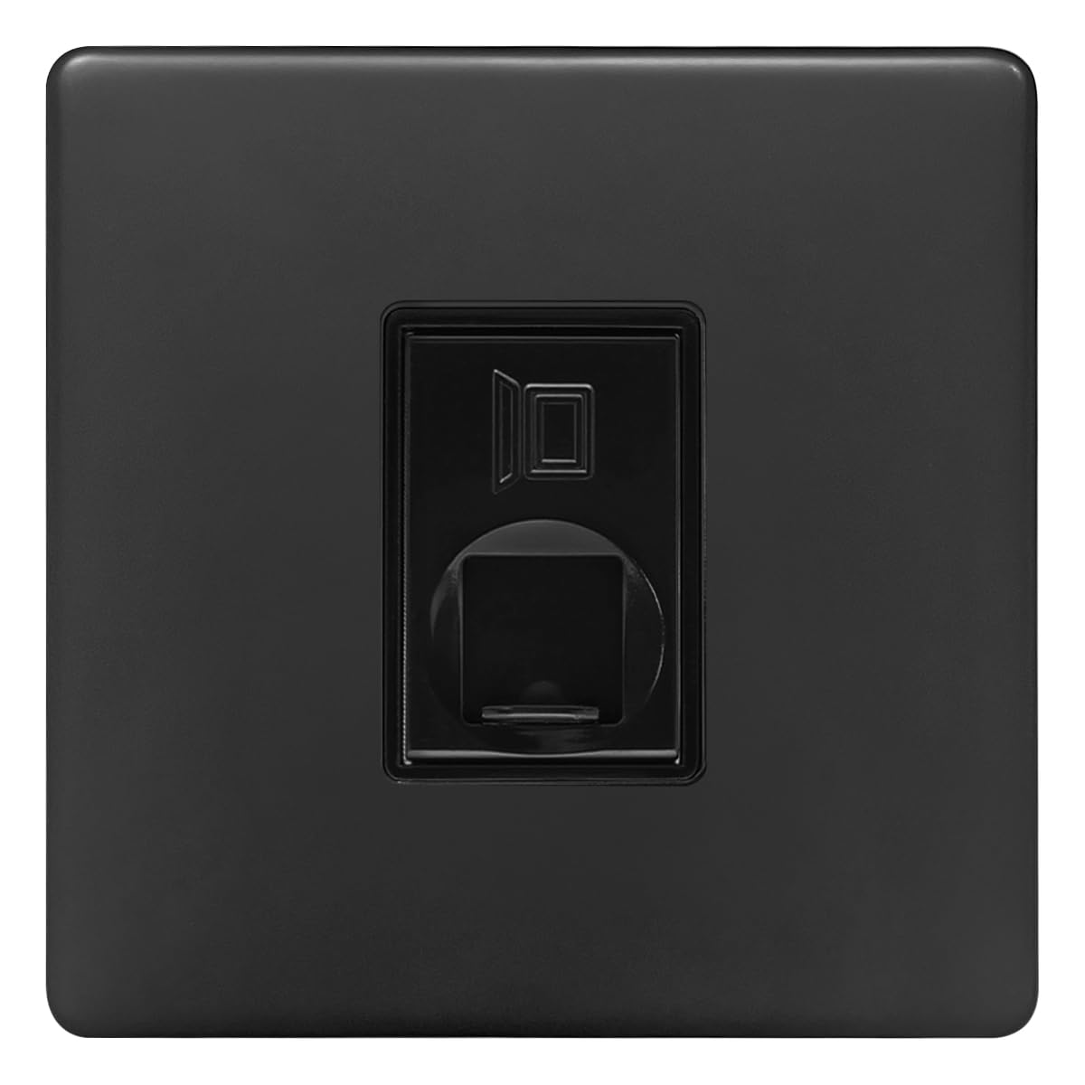 Ethernet Data Socket Wall Plate Matte Black Single Gang Screwless Flat Plate CAT 6 BL442