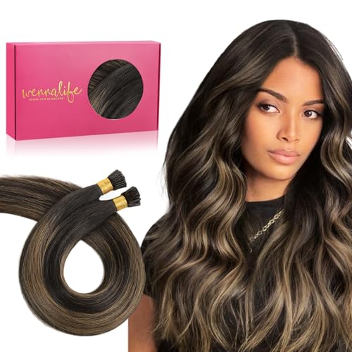 Wennalife WENNALIFE I Tip Hair Extensions Real Human Hair, 100g 200s 16 Inch Balayage Dark Brown Mixed Chestnut Brown Remy Itip Human Hair Extensions Invisible Itips Straight I Tips Cold Fusion Extensions sold by Wennalife - Amazon Seller - HK
