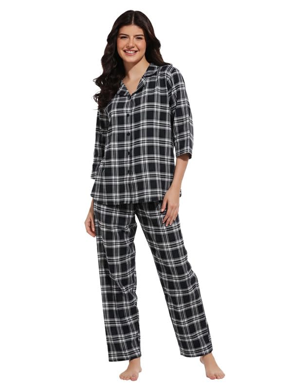 Women's Cotswool Checkered Shirt & Pyjama Set-image-31