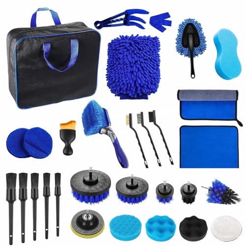 Kit de nettoyage pour voiture complet avec brosses pour jantes moto et entretien du cuir
