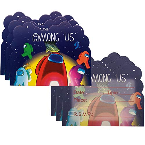 image for Hqyybf 20 Pcs Video Game Birthday Party Invitations for Among Us Birth