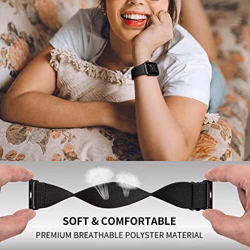 Image of VEMIGON Stretchy Band Compatible with Apple Watch Strap 46mm 45mm 44m 42mm 49mm 41mm 40mm 38mm, Adjustable Nylon Braided Solo Loop for iWatch Series 11 10 9 8 7 6 5 4 3 2 1 SE3 SE2 SE Ultra (No Watch)