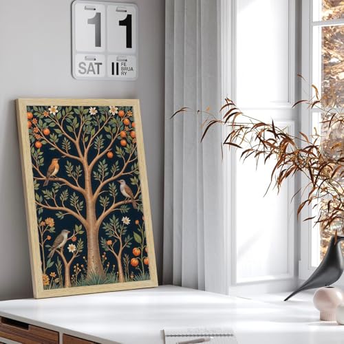 Image of ArtX Paper Madhubani Floral Art Paintings with Frame for Home Decor, Wall Paintings for Living Room, Multicolor, Natural Wood Color Frames, Set of 2