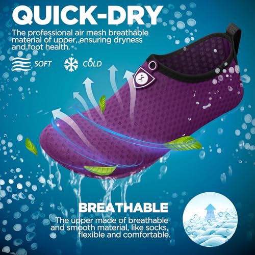 Image of SIMARI Water Shoes for Women Men Swim Aqua Socks Beach Pool Essentials Barefoot Surf River Boat Kayak Sea Yoga Sand Exercise Sport Accessories Breathable Quick-Dry Adult Youth Kid Size SWS001
