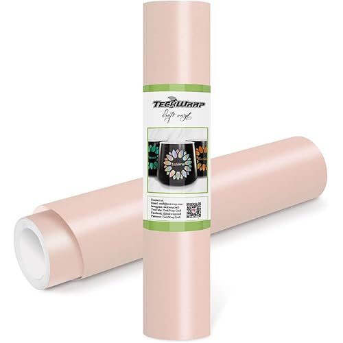 TECKWRAP Permanent Adhesive Vinyl 12" x 10ft, Matte Peach Pink