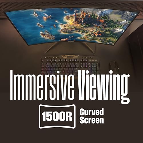 Image of Westinghouse 24 Inch Curved Gaming Monitor, 240Hz, 1ms, FHD 1080P, 3000:1 Contrast Ratio, 118% SRGB, 1500R, AMD FreeSync, Eyecare, for PC Games with Built-in Speakers, VESA, DisplayPort, HDMI
