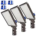ledmo 350W LED Parking Lot Light Outdoor Adjustable Pole Mount LED Commercial Street Light Photocell Super Bright Waterproof Area Security Lighting 52500lm 3 Pack for Sport Farm Warehouse Barn
