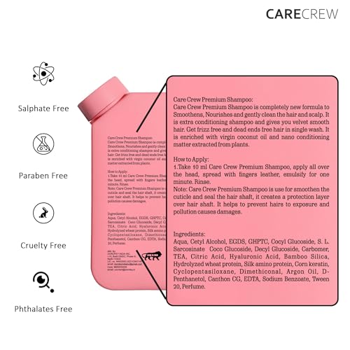 Image of Care Crew Nanoplastia Shampoo and Conditioner | Reduces hairfall upto 84% after treatment | Sulfate-Free & Color-Safe | Enriched with Wheat Silk Protein , Corn Silk , Hibiscus Flora | pH Balancing Formula for All Hair Types | Women & Men | 250ML ( Pack of 2 )