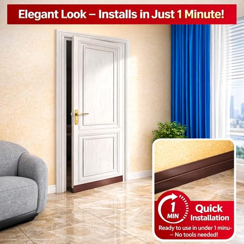 Image of SWAPKART Silicone Door Bottom Under Gap Filler Rubber Door Sealing Strip for Cockroach & Insect Protection, Rat Protector, Air & Dust Sealing Brown, 39 Inch (Pack of 1)