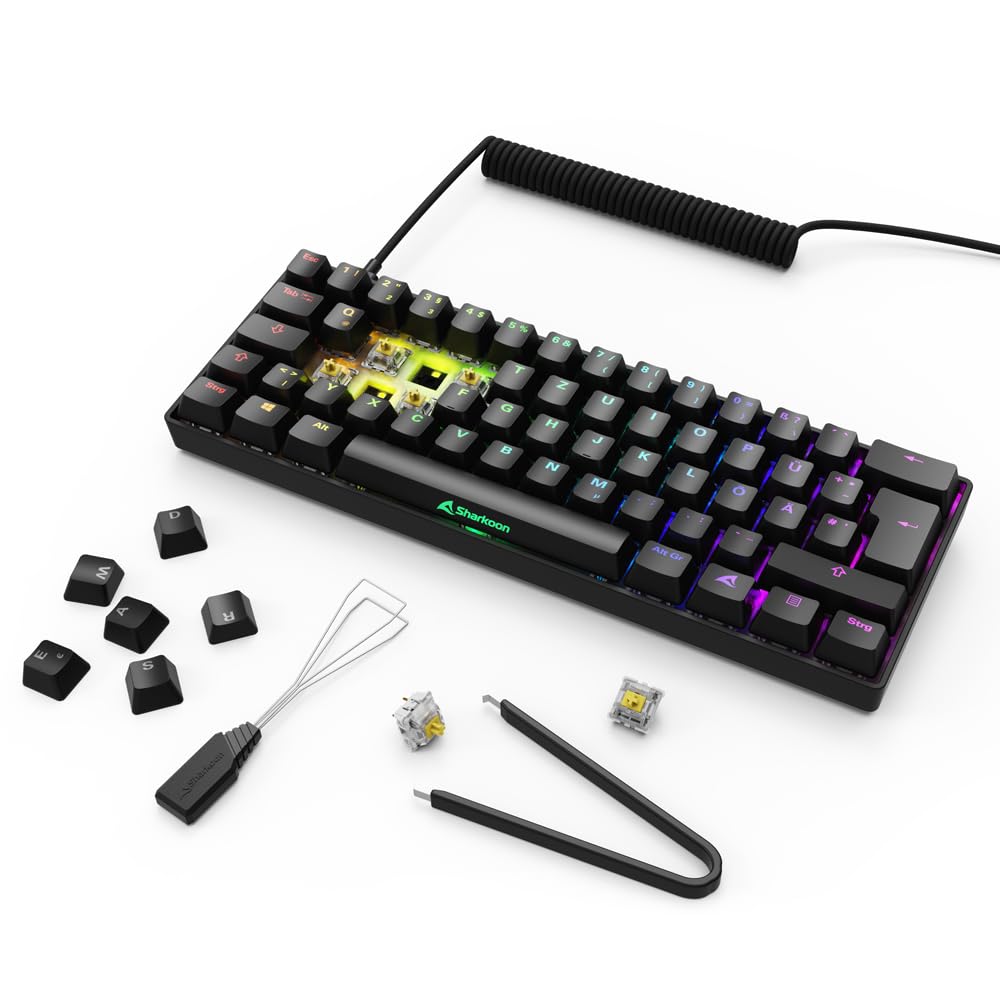 Sharkoon Skiller SGK50 S4 Gen2, schwarz, Gateron Yellow, 60% DE-Layout
