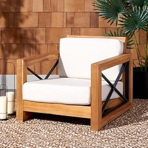 Safavieh cpt1009a couture curacao brazilian teak outdoor patio club chair naturalwhite  urban country home decor