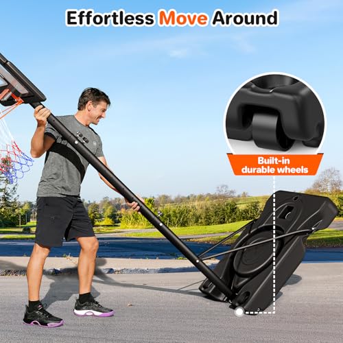 Image of Yohood Basketball Hoop Outdoor 10ft Adjustable, Portable Basketball Hoop Goal System for Kids Youth and Adults in Backyard /Driveway /Indoor, 44 Inch Shatterproof Backboard and Larger Base