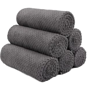 HOMEXCEL Gym Towels 6 Packs, (16×27 inches) Highly Absorbent Yoga Towel, Ultra Soft Hand Towels for Daily Use, Fast Drying Microfiber Workout Towels for Gym, Spa, Fitness, Camping, Hotel