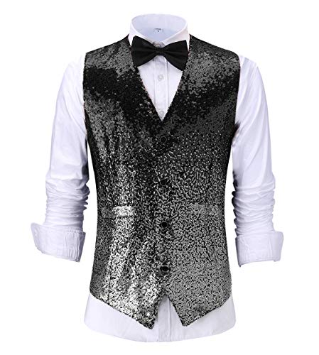 Mens Sequins Blazer Vest Suit Peak Lapel 3 Piece Vintage Gradient Stage Party Shiny Fashion Tuxedos2