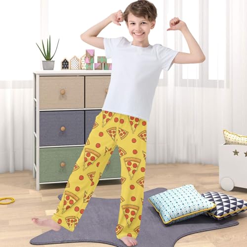 Boy's Pants Sliced Pizza Yellow Jogger Pants Elastic Waist Long Bottoms Trousers with Pockets 6-14 Years4
