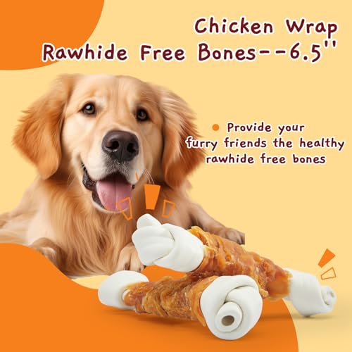 Jungle Calling Rawhide Free Dog Bones, 6.5 Inch Real Chicken Wrapped Dog Chew Bones For Medium And Large Dogs Training Treats thumb #5