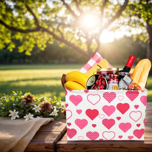Image of Cute Heart Valentine's Day Basket for gifts empty Storage Basket for Kid and Baby Room Decor (Pink Heart)