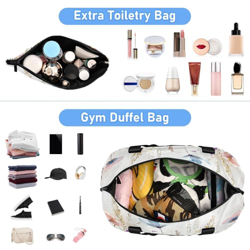 Kigai Colorful Flower Travel Duffle Bag for Women & Men Waterproof Sports Tote Gym Bag Shoulder Weekender Overnight Bag Carry on Luggage Bag with Shoe Compartment4