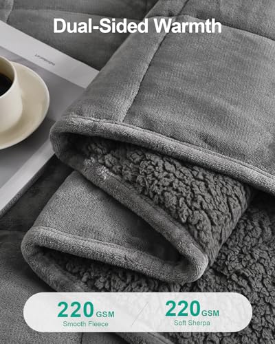 Super Fuzzy Soft Sherpa Fleece Weighted Blanket, 15 lbs Dual Sided Fluffy Heavy Weighted Blankets for Adults - No Bunching with Double Layers of Soft Inner Lining (60"x 80", 15 Pounds)