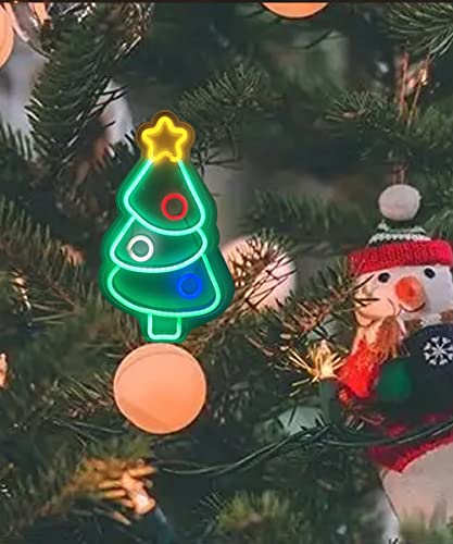 Image of Christmas Tree Neon Signs for Xmas Wall Decor LED Xmas Tree Neon Light Sign for Christmas Party, Bar, Home, Bedroom Decor