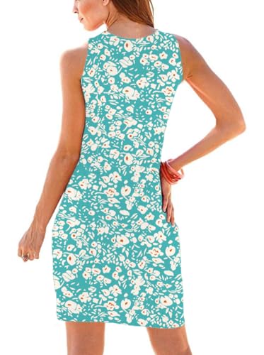 Image of Camisunny Women Casual Loose Tank Dresses Sleeveless Beach Vacation Dress Swing Pleated U Neck Fashion Soft