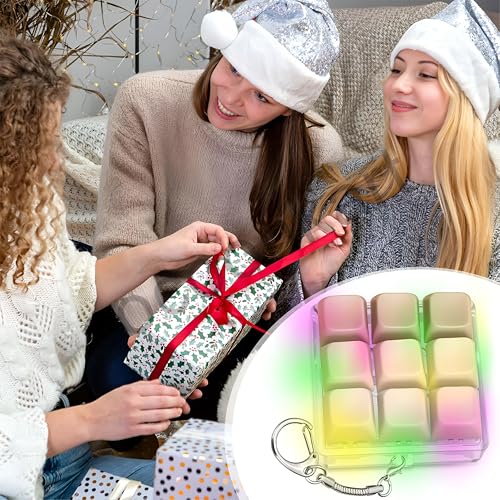 Image of 9 in 1 Lighting Keyboard Fidget Toy with LED Light Keychain Anti-Stress Keyboard Decompression Button Finger Clicker Toys Stress Relief Fidget Gifts (Brown)