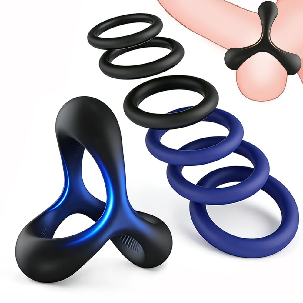 7 PCS Penis Ring Set for Men Silicone Cock Rings Penis Sleeve for Erection Enhancing Soft Stretchy Male