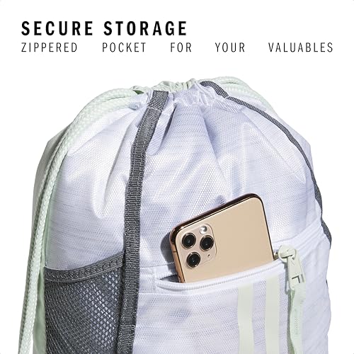 Image of adidas Alliance Sackpack - Drawstring Backpack for Sports, Small Gym, Two Tone White-clear Onix /Linen Green /2, One Size, Alliance Sackpack - Drawstring Backpack Small Bag for Men and Women