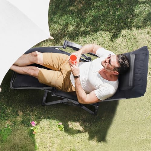 Image of VEVOR Zero Gravity Chair, 26 inch Zero Gravity Recliner Lounge Chair for Indoor and Outdoor, Adjustable Anti Gravity Chair with Cushion, Headrest, Footrest, and Cupholder, 500 lbs, Black