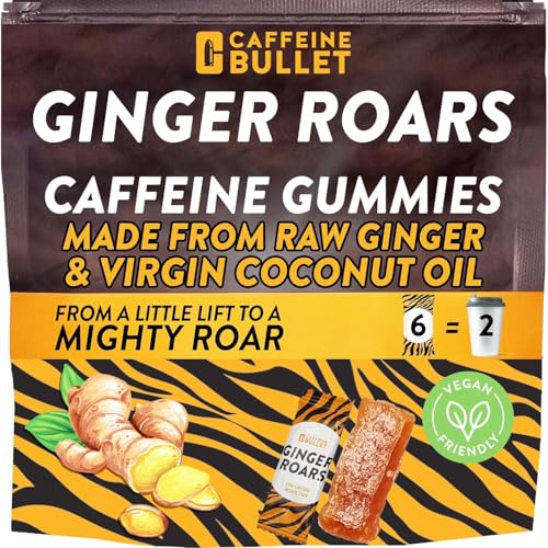 Image of Caffeine Gummies 33mg per Ginger Chew | Fiery Plant-Based Vegan Energy Snack for Adults